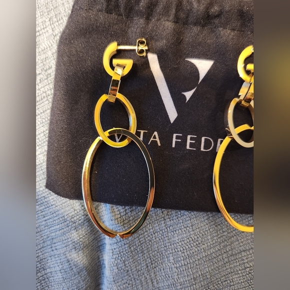 Vita Fede Cassio Earrings Gold Tone Modular Linked Hoops MSRP $388 NWT - Picture 11 of 13